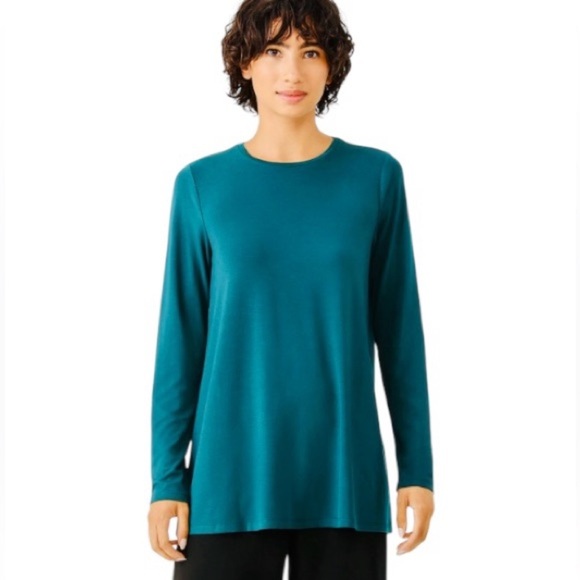 EILEEN FISHER | Stretch Jersey Knit Crew Neck Easy Fit, Long Length Size XS - Picture 2 of 12